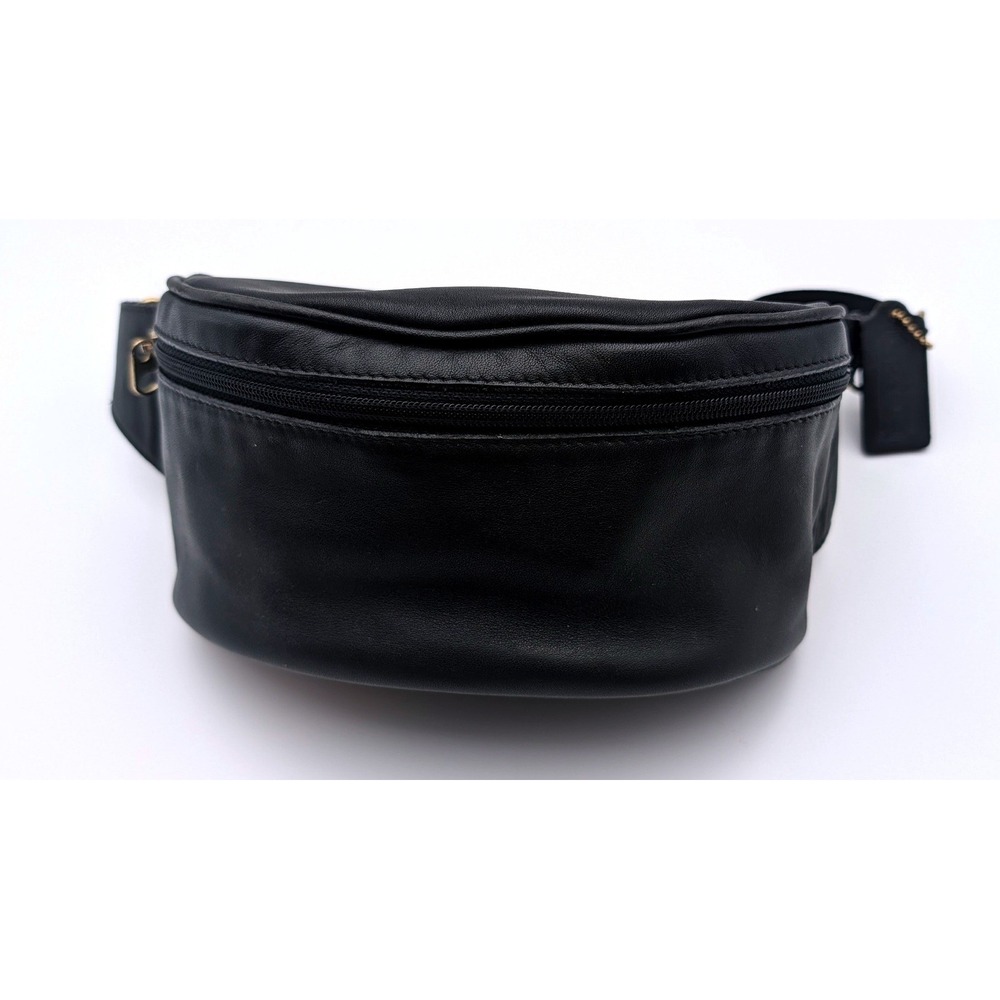 Coach Vintage Black Leather Belt Bag Fanny Pack USA Made 0491-301 Brass Hardware
